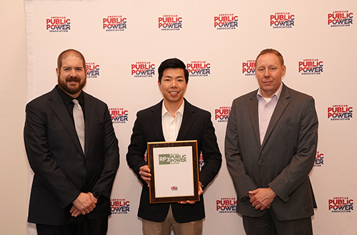 APPA Award (Danny Phung, Asset Manager in the Power Enterprise, accepting the APPA RP3 Gold Designation award.)