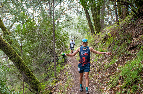 Matthew running in the Way 2 Cool 50k.