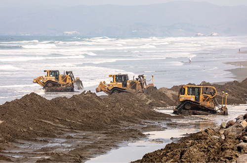 Sand placement activities as part of the Army Corps of Engineers 2021 activities.