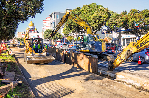 Aging water and sewer pipelines are being replaced or rehabilitated on Geary Boulevard.