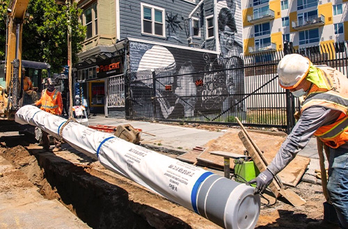 SFPUC crews install new water pipelines as part of critical infrastructure improvements.