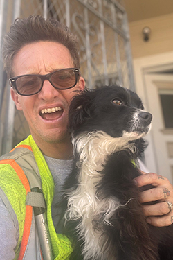 Mike Conroy with his dog Moose.