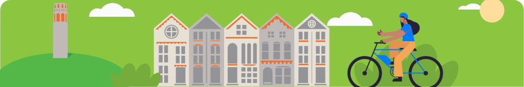 A girl with a helmet rides an e-bike