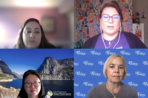 four women on video conference