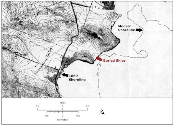 topographical map of shoreline and project area