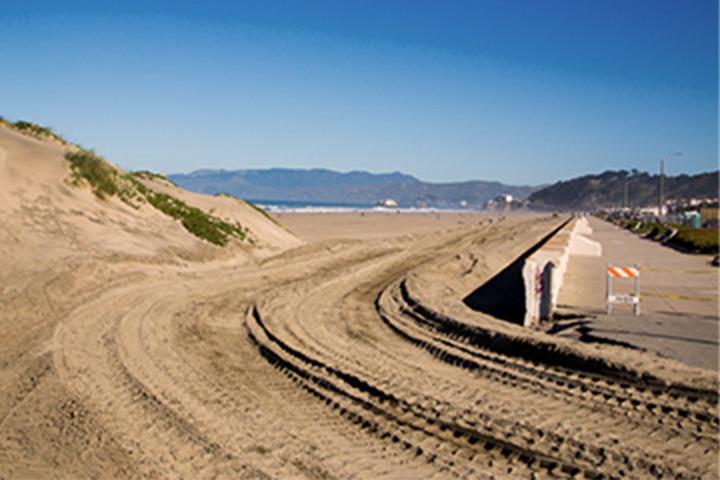 tractor marks in the sand