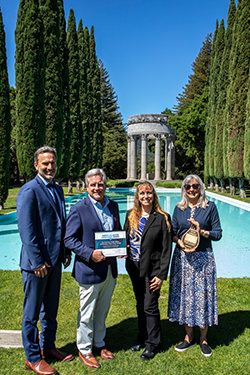People accepting the AWWA award at Pulgas Water Temple.