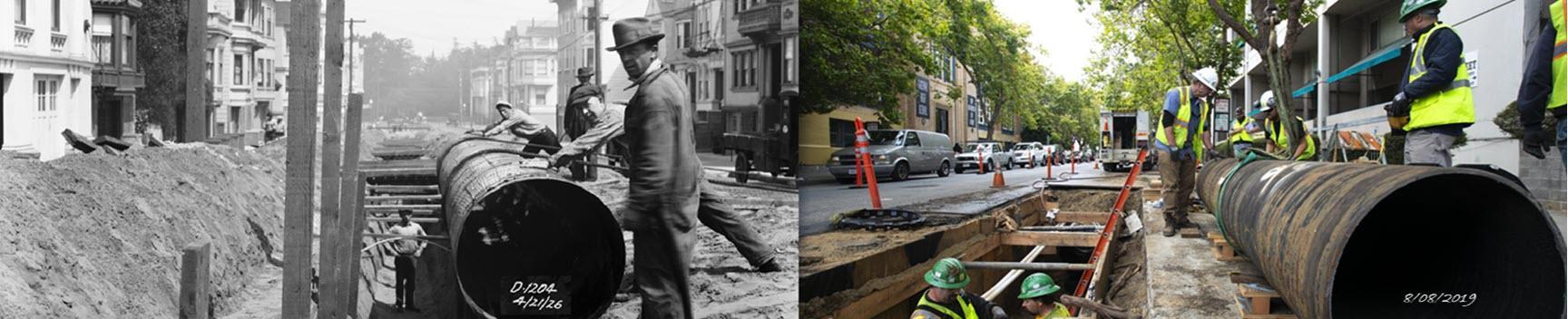 Reemplazo de la red de agua en 1926 y 2019