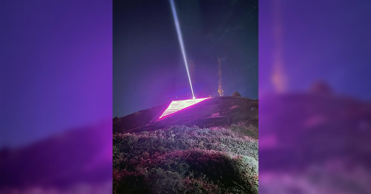 The Pink Triangle atop Twin Peaks can be seen illuminated by Hetch Hetchy Power’s 100% greenhouse gas-free hydropower in honor of Pride Month.