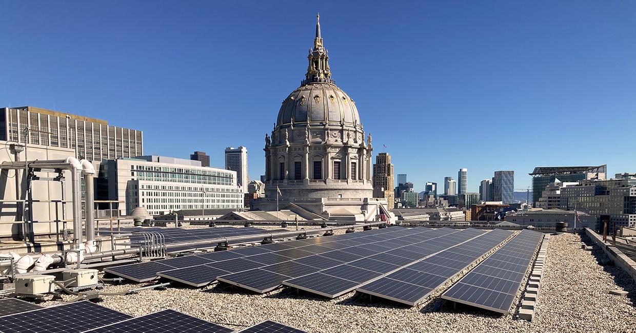 Solar panels on top of SF City Hall