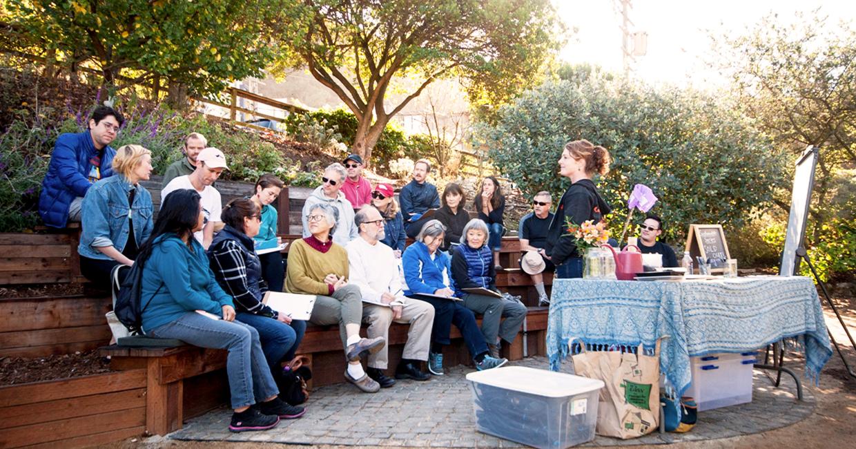 GFE Staff hosting a public workshop. Photo credit to the Garden for the Environment.