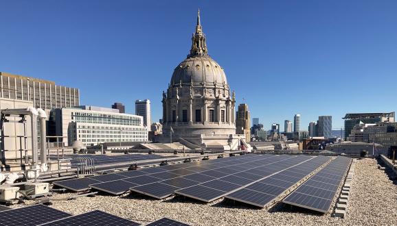 Solar panels on top of SF City Hall