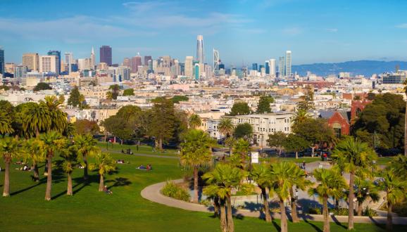 View of San Francisco from Dolores Park.