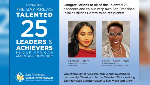 Two SFPUC Employees Honored in Sun-Reporter Talented 25