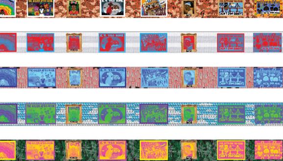 Renderings of Modalities & Motifs (2023) by Afatasi The Artist, Evans Avenue, Southeast Treatment Plant construction fence. 