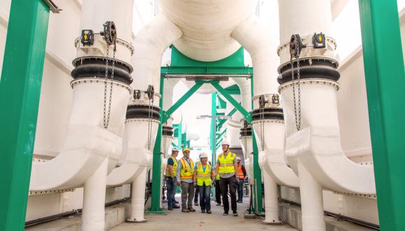A tour group visits the headworks odor control facility at the Southeast Treatment Plant.