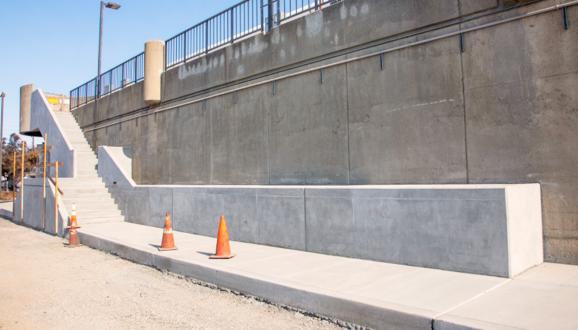 The stairway was repaved and guardrails were added on the Primary Sedimentation Building.