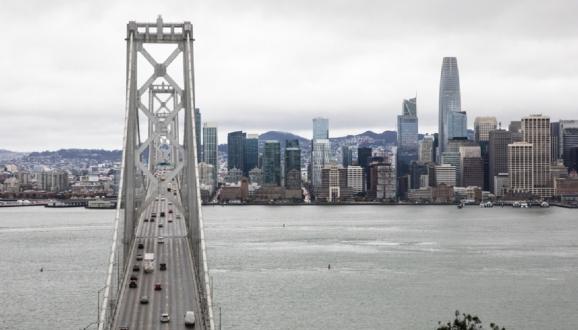 view of Bay Bridge and downtown San Francisco