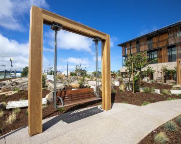 Swinging bench at Southeast Community Center.